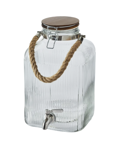 2 Gallon Ribbed Glass Dispenser 2 Gallon Ribbed Glass Dispenser